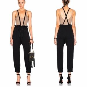Ulla Johnson Freja High Rise Suspender Pants Noir Black Size 4 Overalls Harem